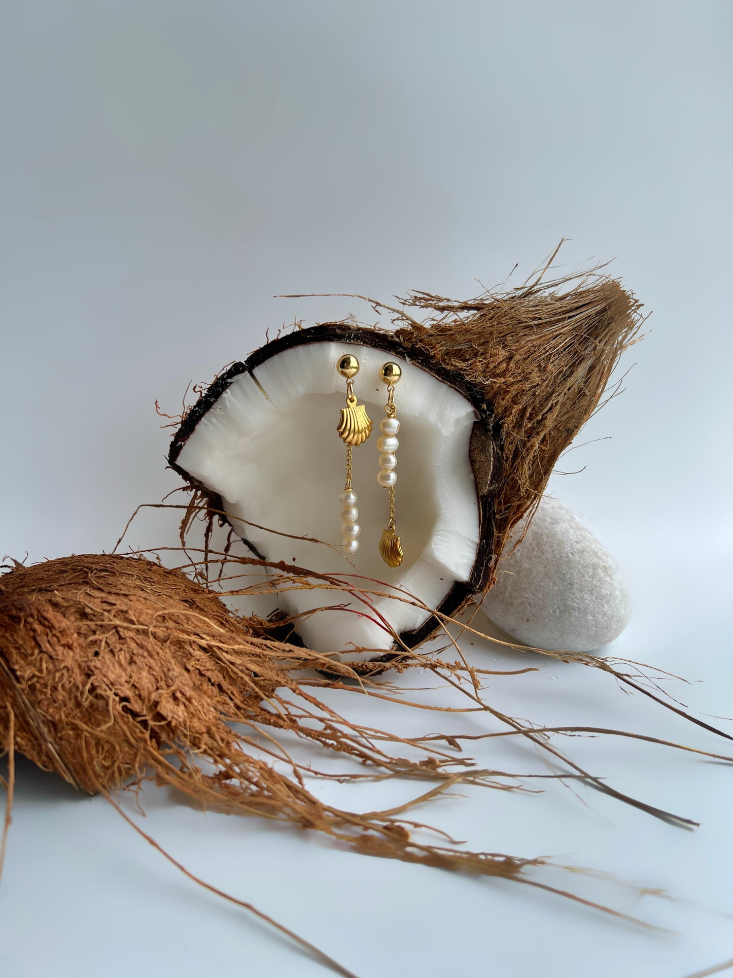 Isla –Shell Charms Pearl Drop Earrings