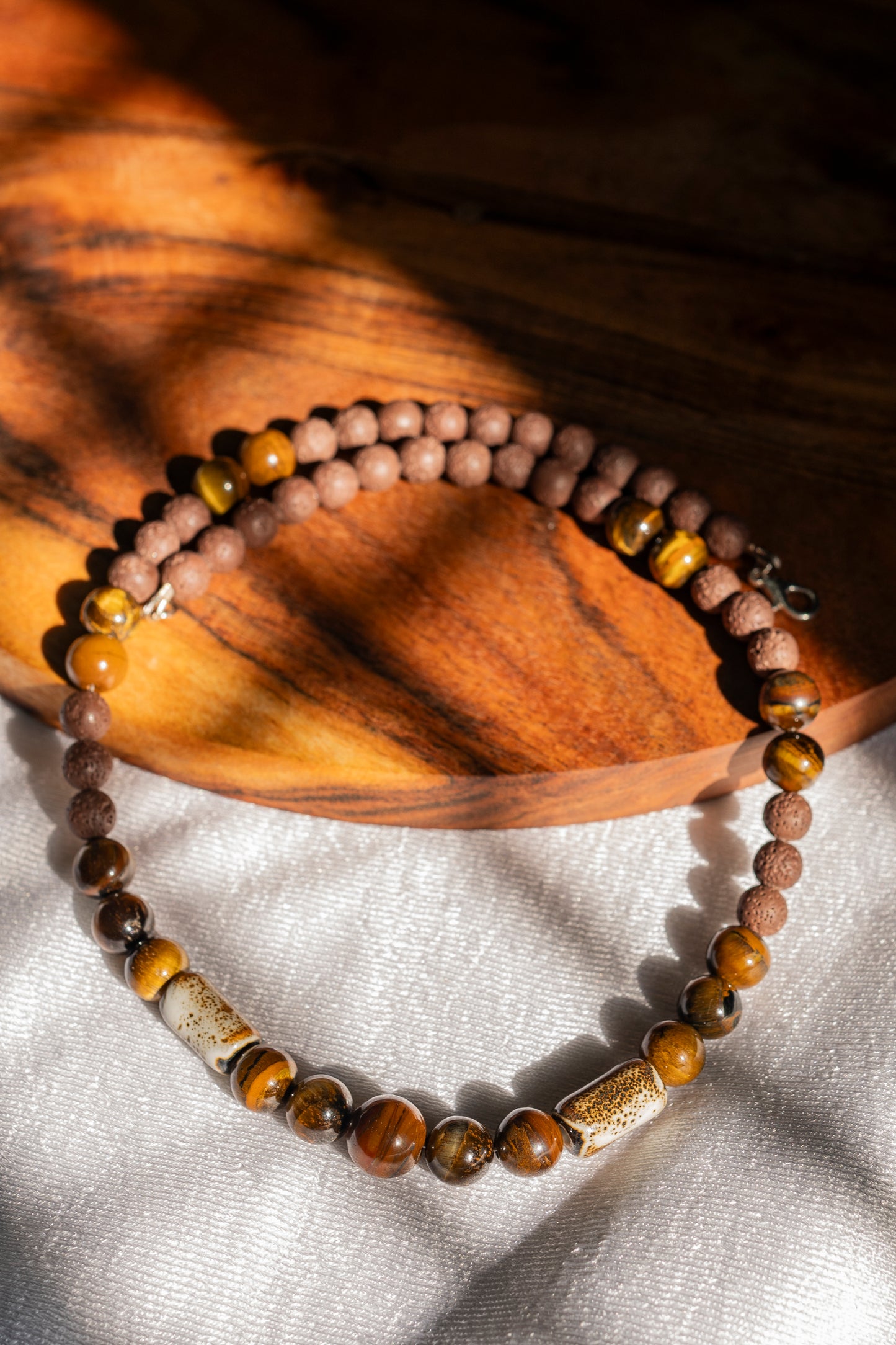 Leandre: Tiger Eye & Lava Necklace