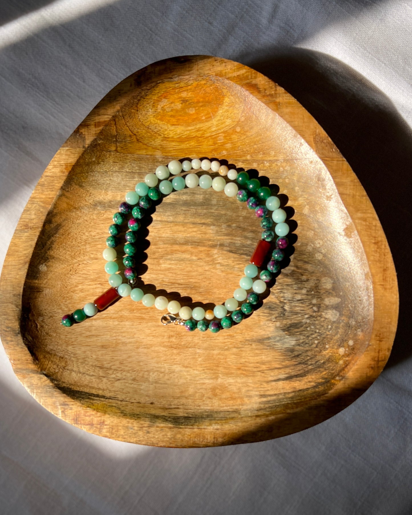 Zephan- Amazonite, Ruby Zoisite Necklace