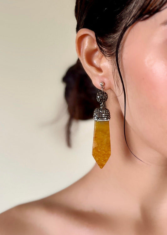 Honey Aura- Agate Earrings