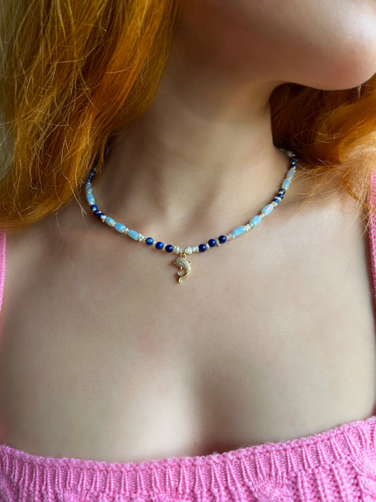 Yara – Pearl & Lapis Lazuli Necklace
