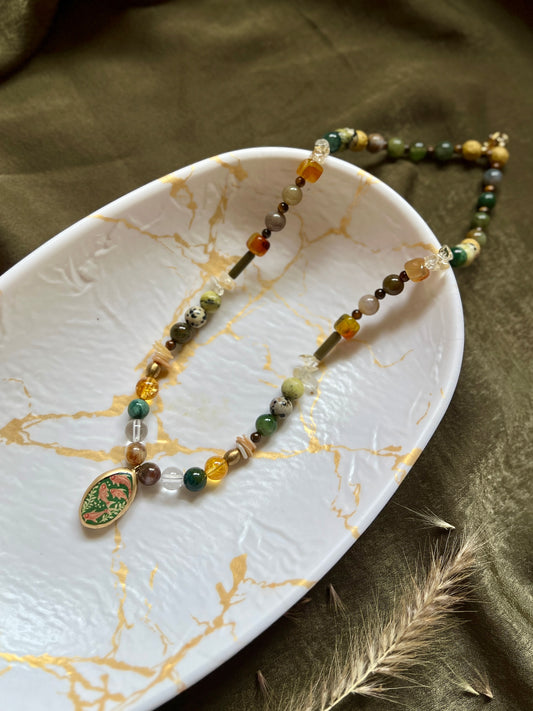 Neptune – Mixed Natural Stones & Porcelain Pendant