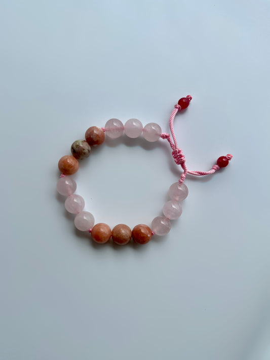 Rose Quartz & Rhodonite Adjustable Bracelet