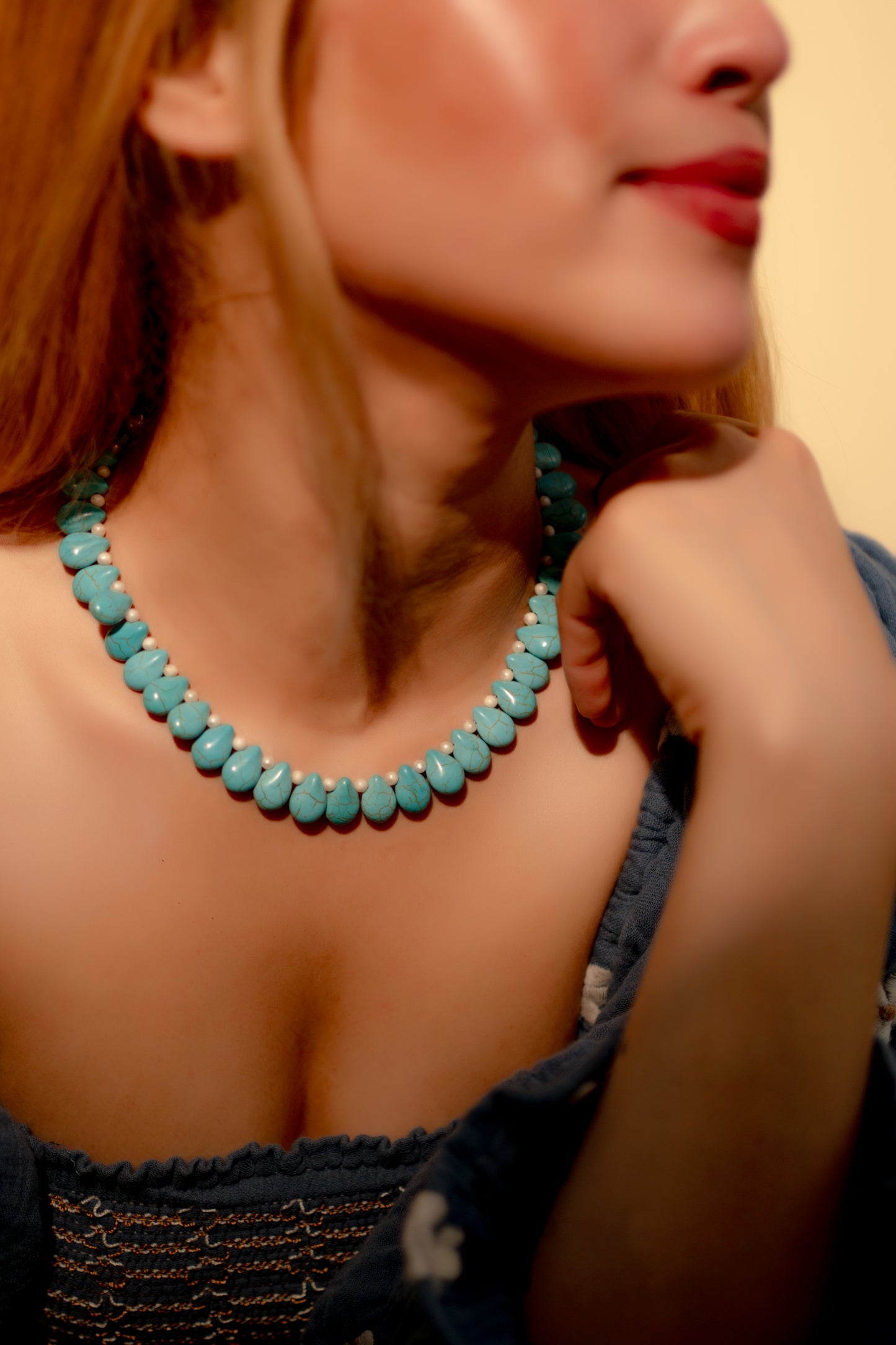 Rimzim: A Luminous Fusion of Magnesite Turquoise and Pearls